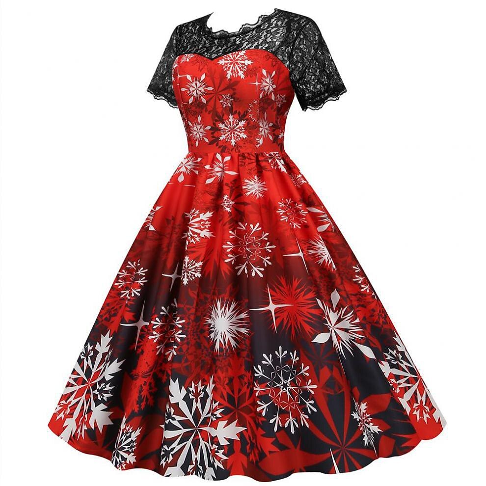 Christmas Vintage Lace Swing Dress