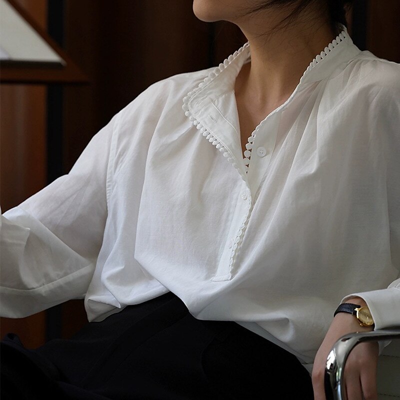 French Minimalist Style Vintage Blouse