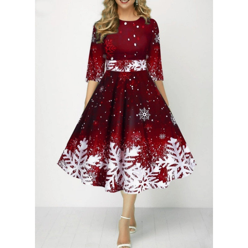 Christmas Vintage Snowflake Swing Dress