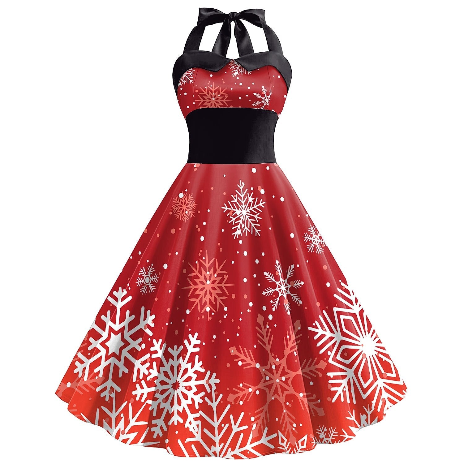Christmas Vintage Snowflake Halter Dress