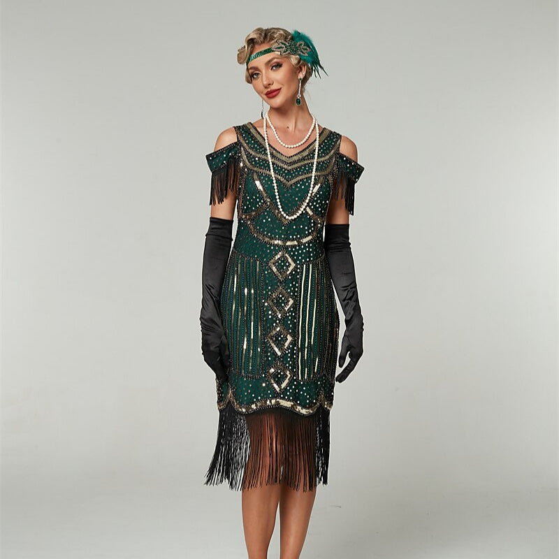 Sequin Art Deco Flapper Dress