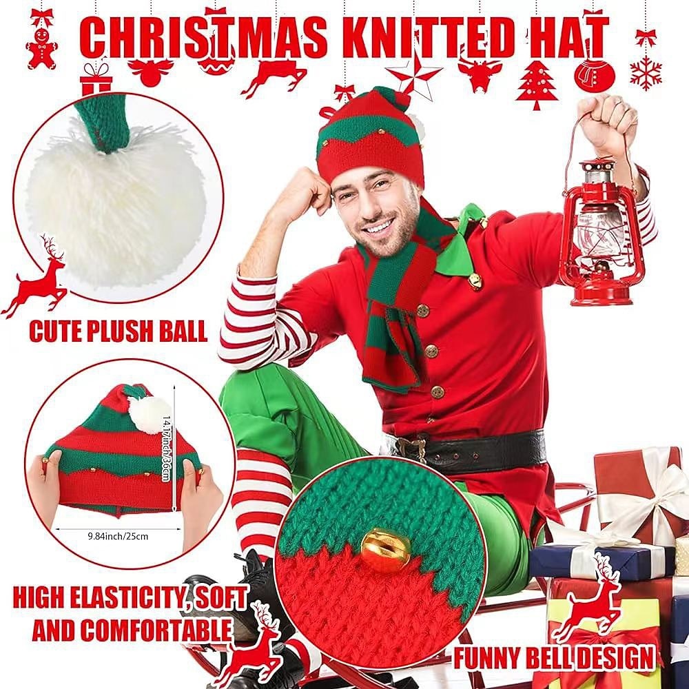 Christmas Santa Knitted Hats Scarf Set