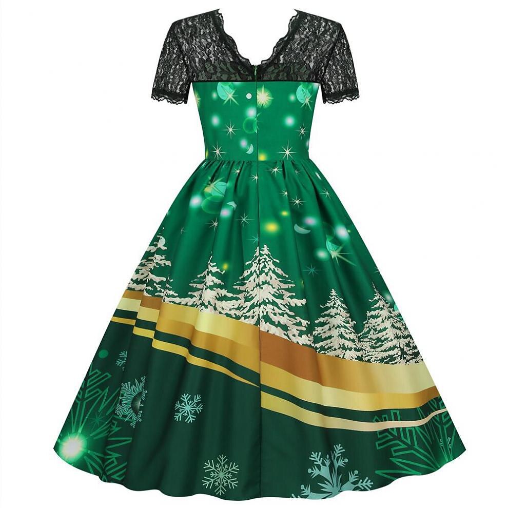 Christmas Vintage Lace Swing Dress