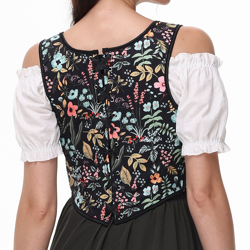 Renaissance Floral Corset Lace-up Vest