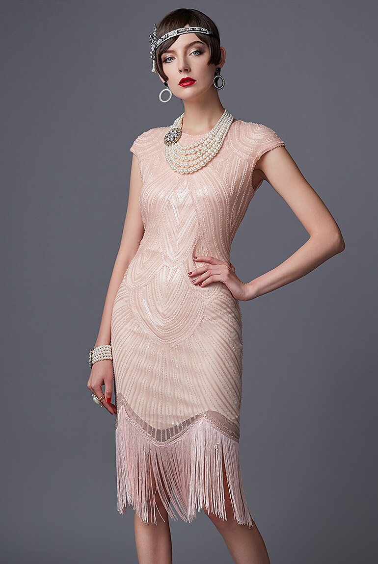 Art Deco Sequin Tassel Flapper Cocktail Dress