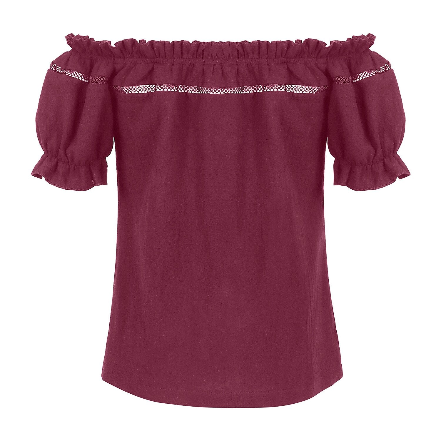 Renaissance Crew Neck Off Shoulder Lace-up Tops