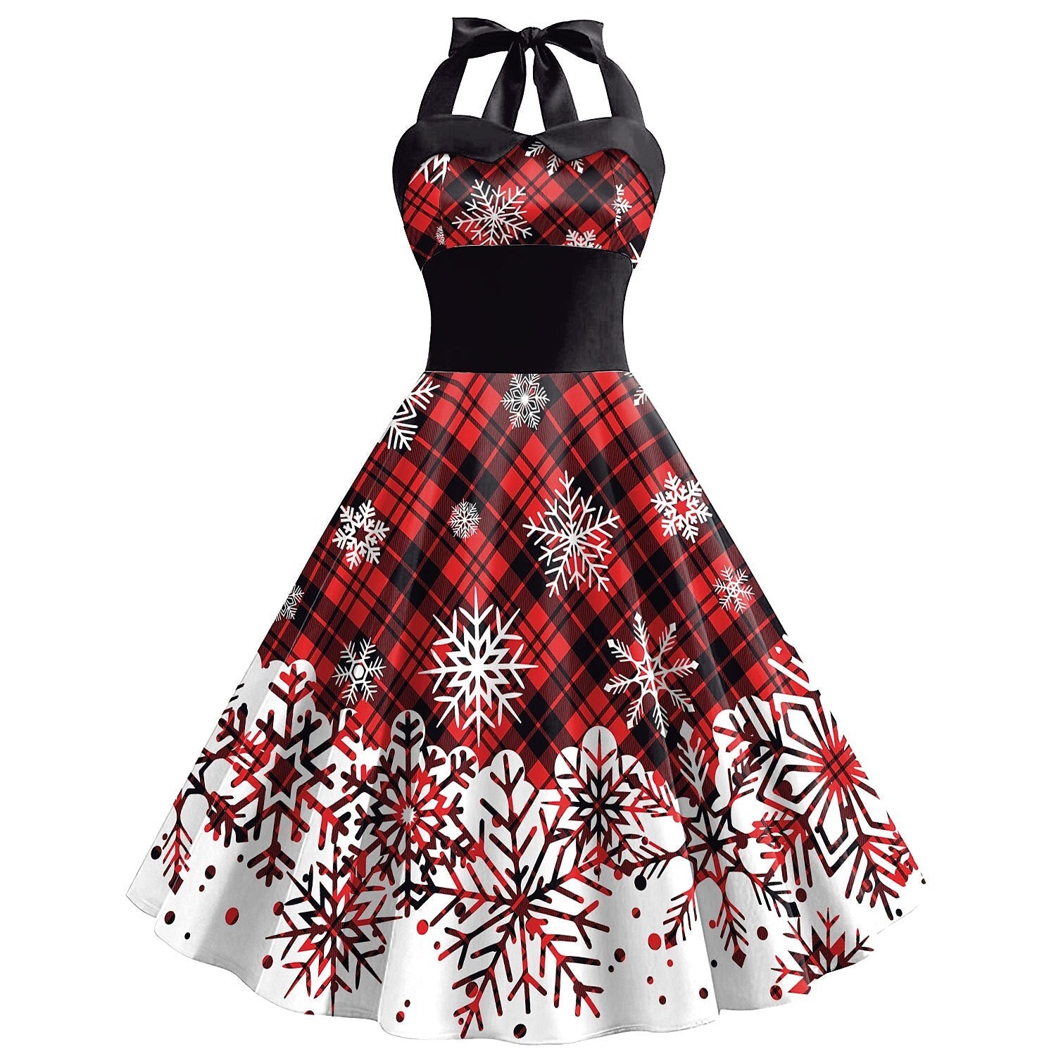 Christmas Vintage Snowflake Halter Dress