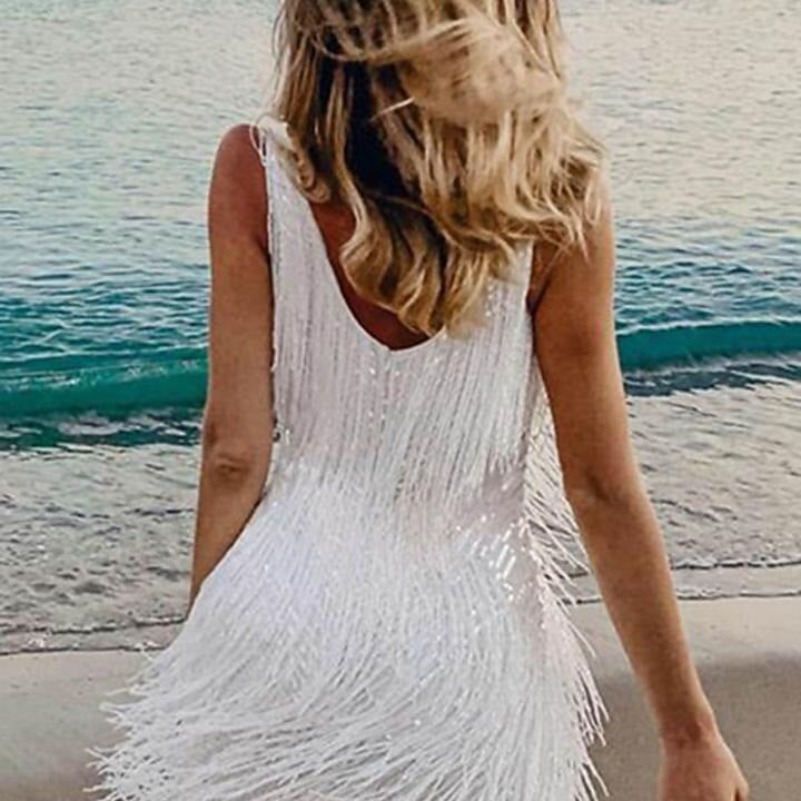 Sparkling Sequin Fringe Flapper Dress