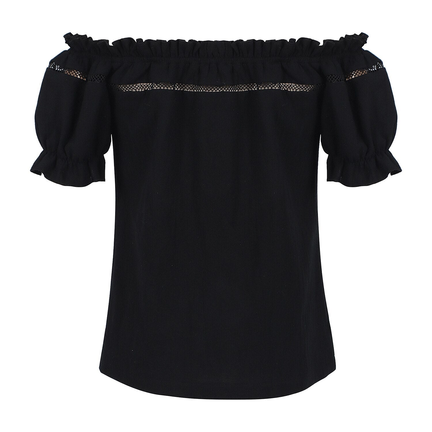 Renaissance Crew Neck Off Shoulder Lace-up Tops