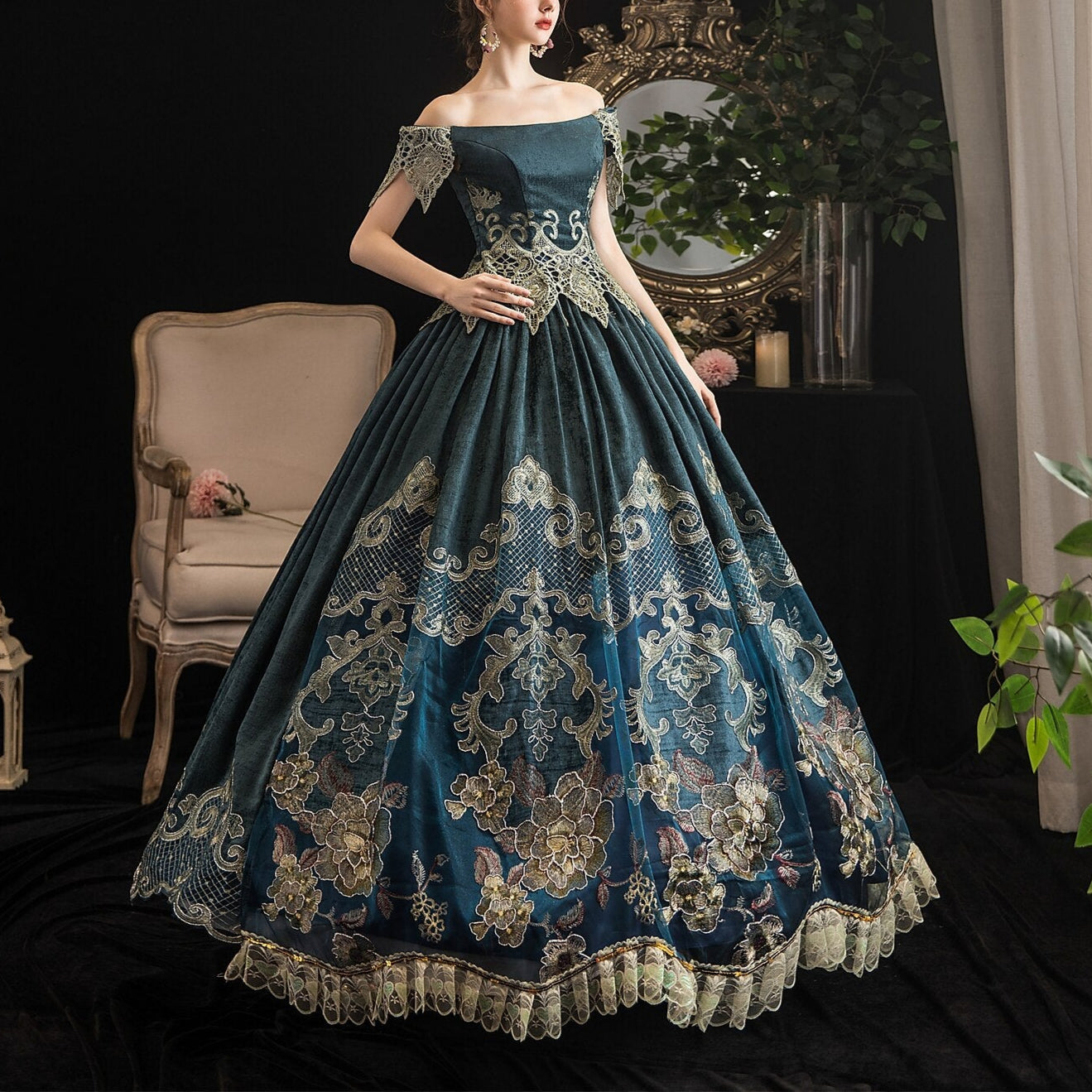 Victorian Crinoline Style Ball Gown