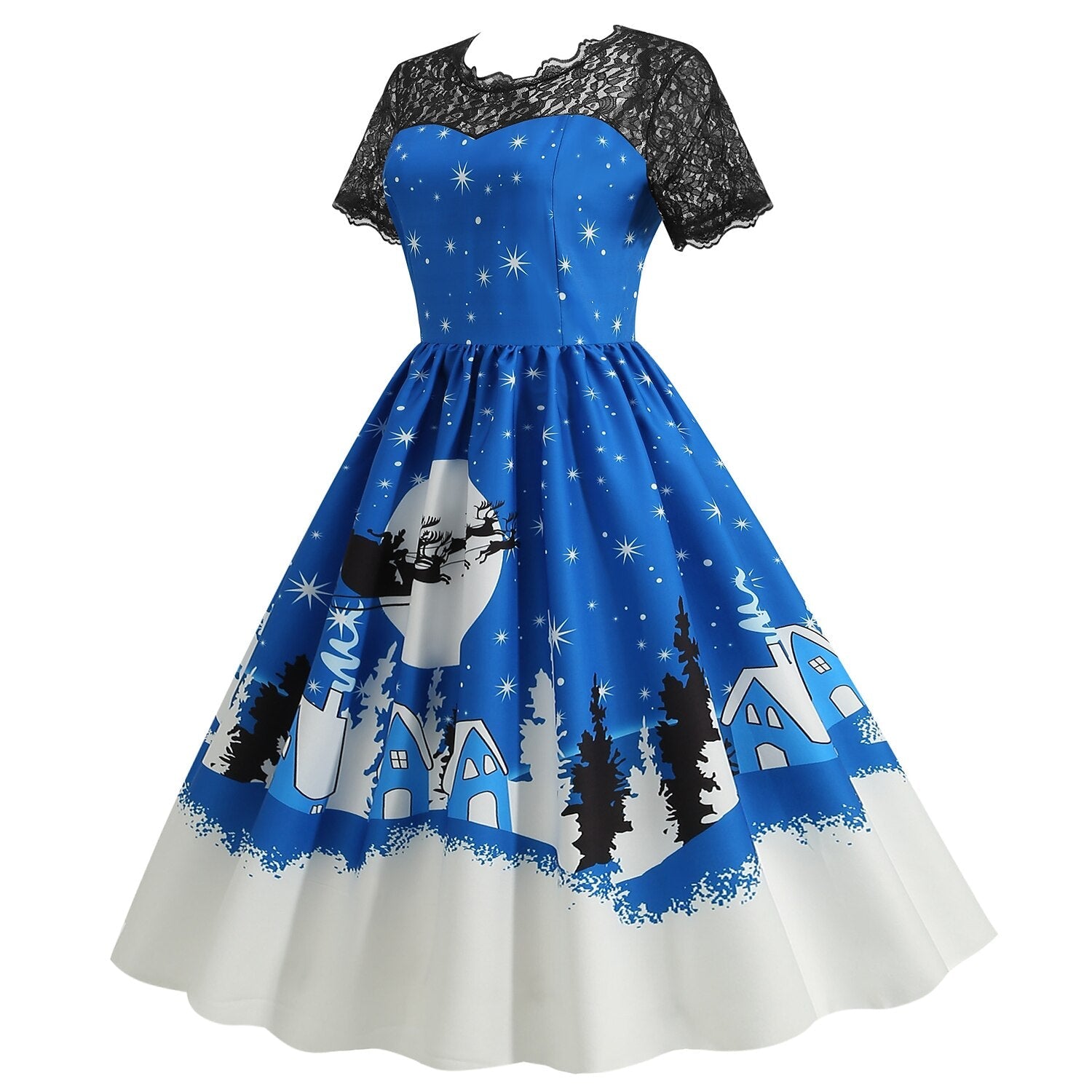 Christmas Vintage Lace Swing Dress