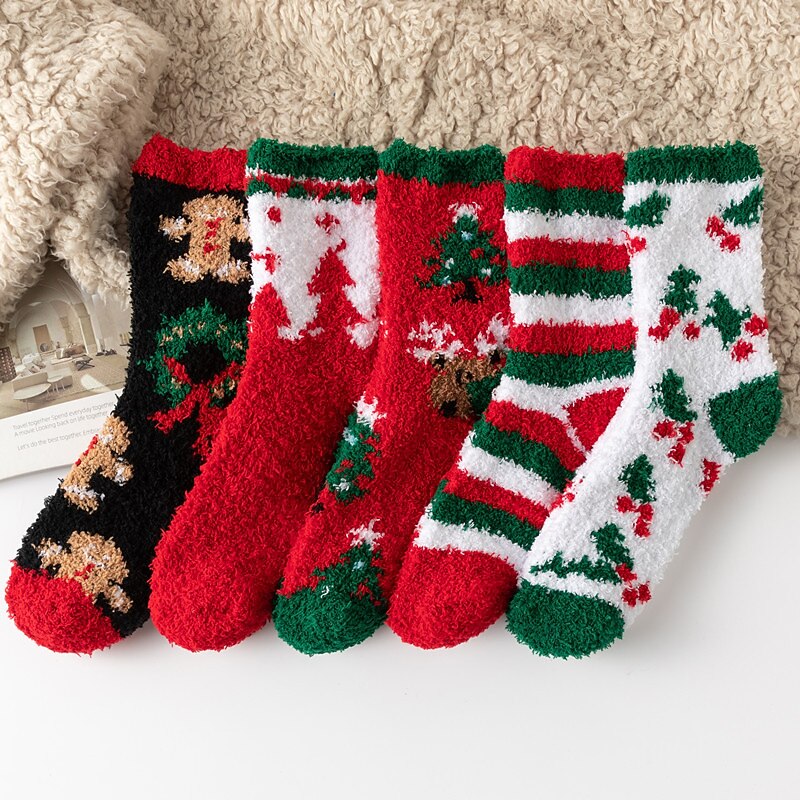 5 PCS Christmas Cozy Fuzzy Socks