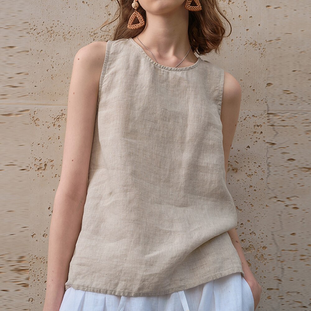 Women Classic Linen Tank Top