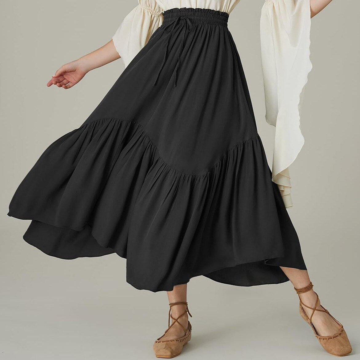 Renaissance High Waist Maxi Skirts with Pockets