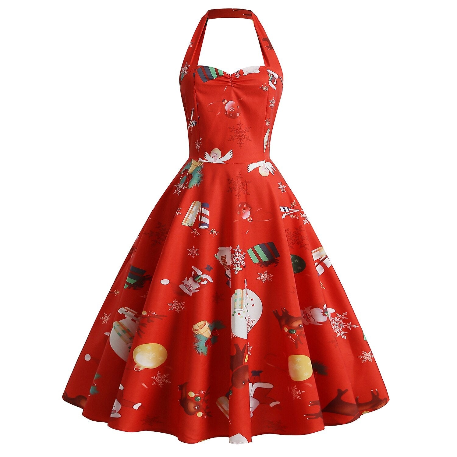 Christmas Vintage Santa Claus Halter Dress