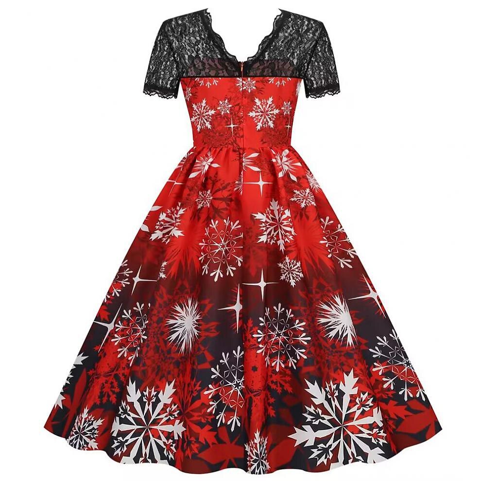Christmas Vintage Lace Swing Dress