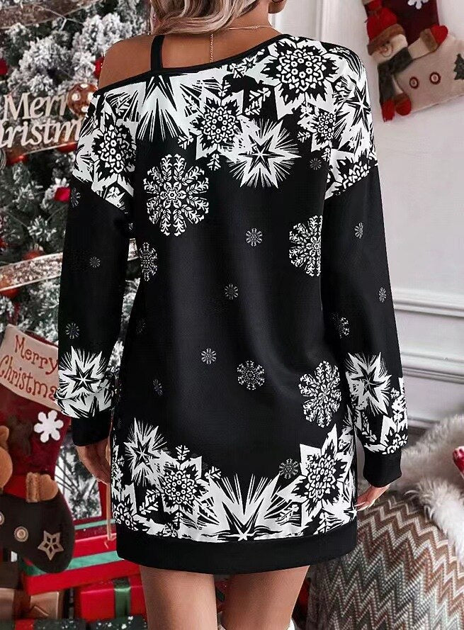 Christmas Snowflake Off-the-Shoulder Dress