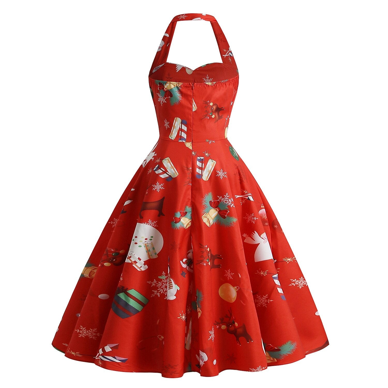 Christmas Vintage Santa Claus Halter Dress