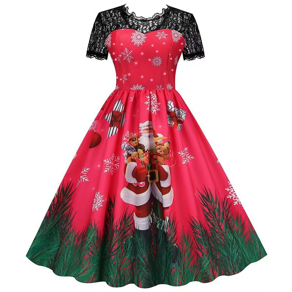 Christmas Vintage Lace Swing Dress