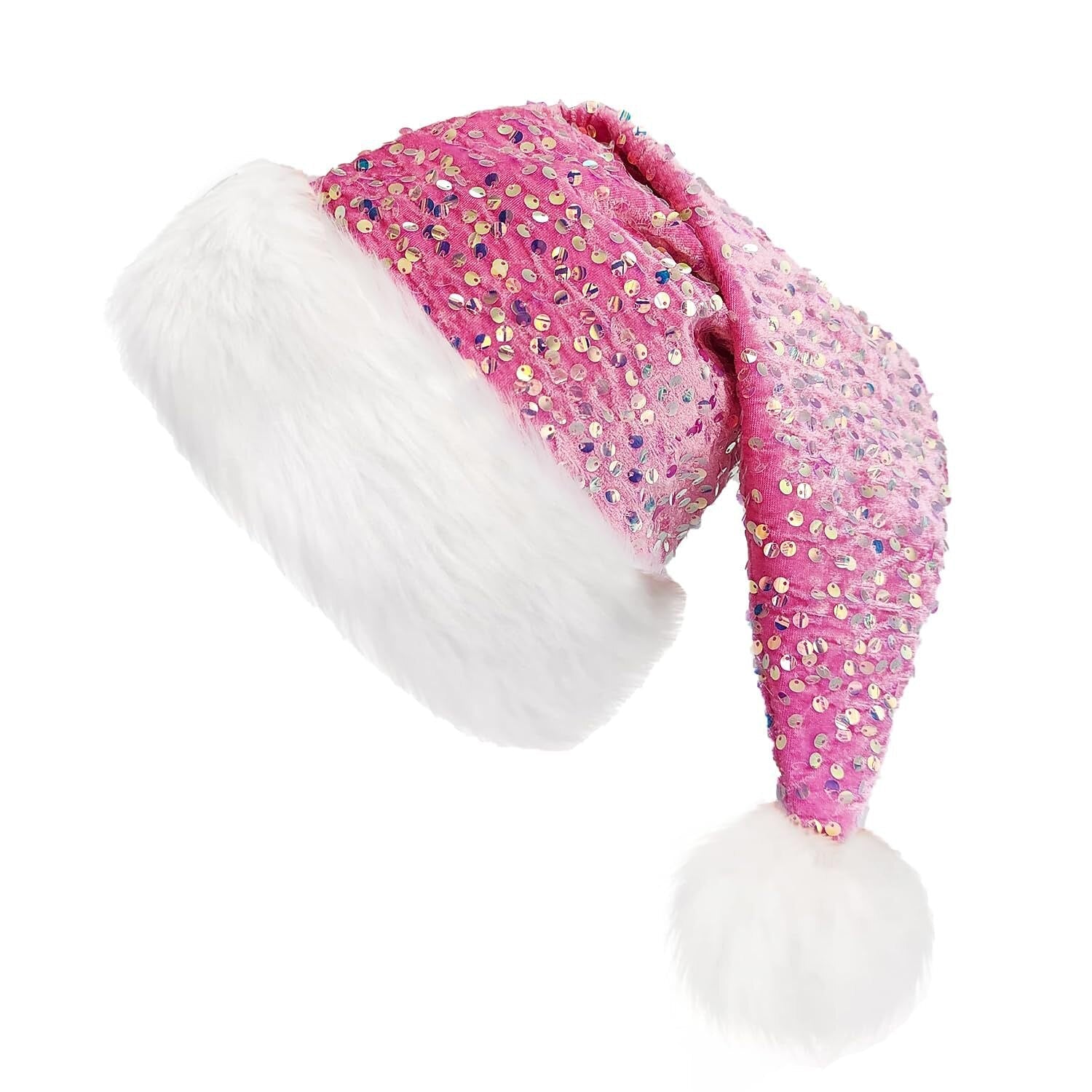 Christmas Pink Santa Sequin Hat