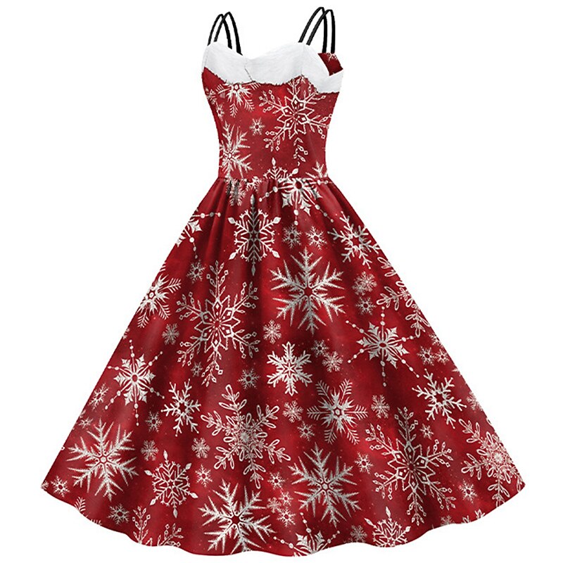 Christmas Vintage Snowflake Santa Pin-up Dress
