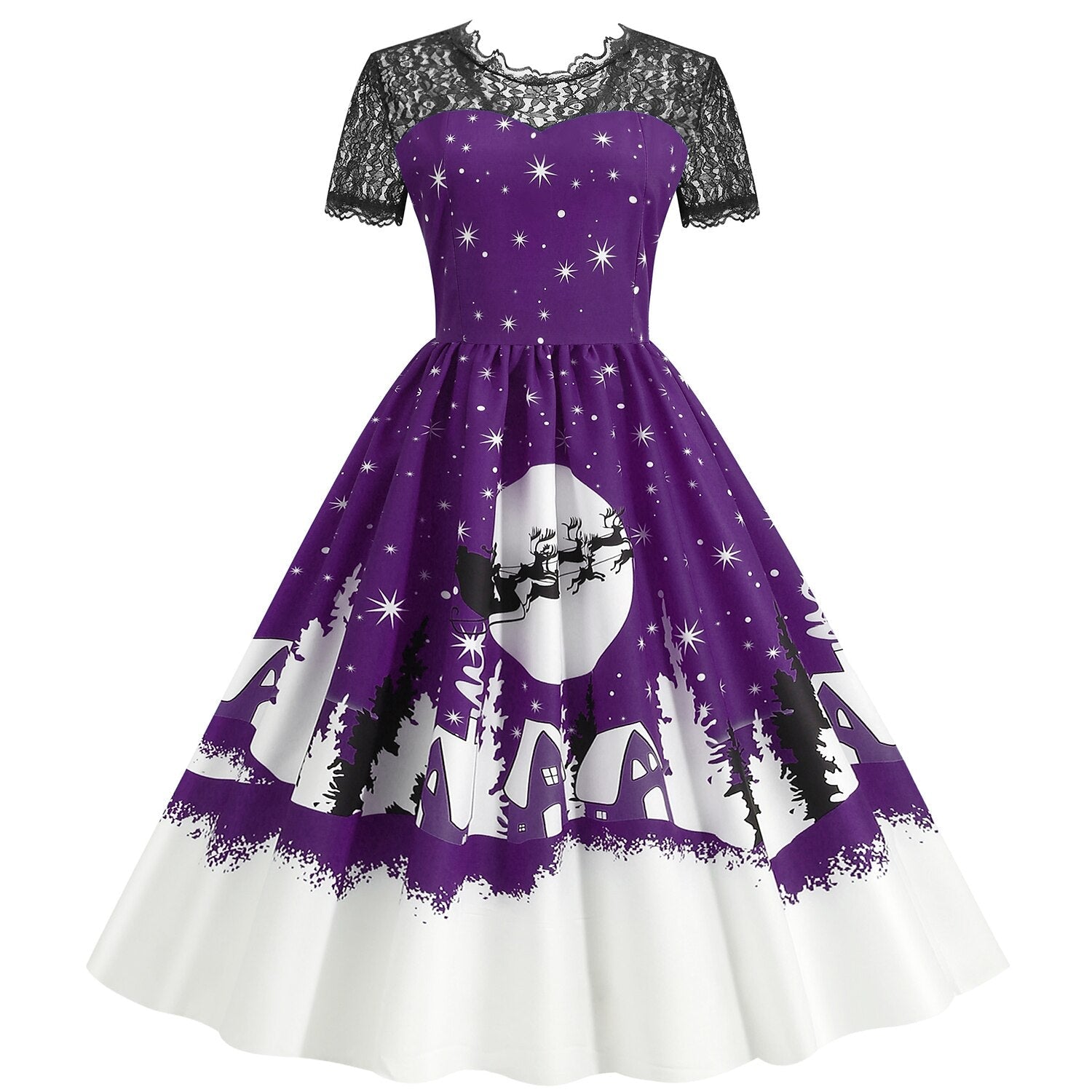 Christmas Vintage Lace Swing Dress