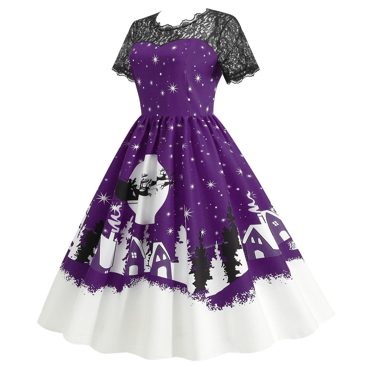 Christmas Vintage Lace Swing Dress