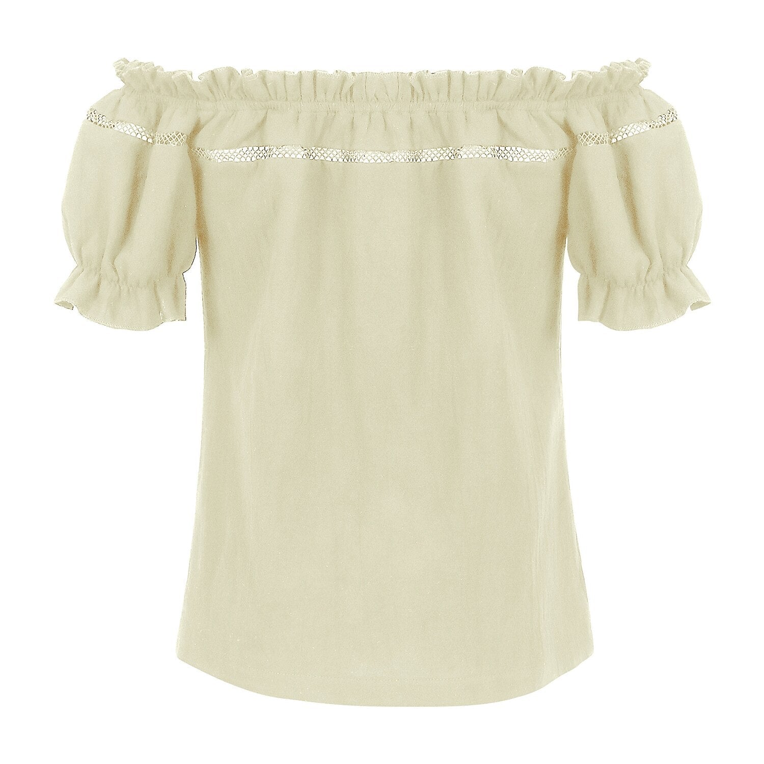 Renaissance Crew Neck Off Shoulder Lace-up Tops