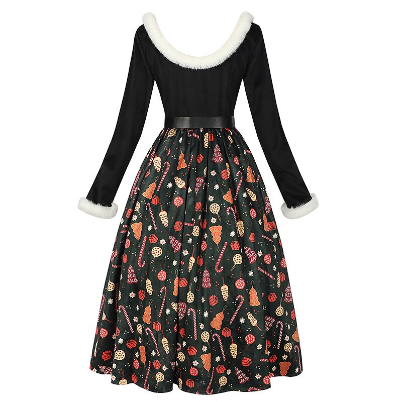 Christmas Vintage A-Line Print Dress