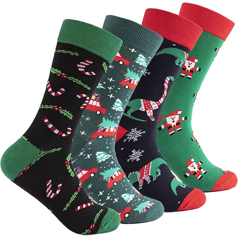 4PCS Christmas Patterned Socks