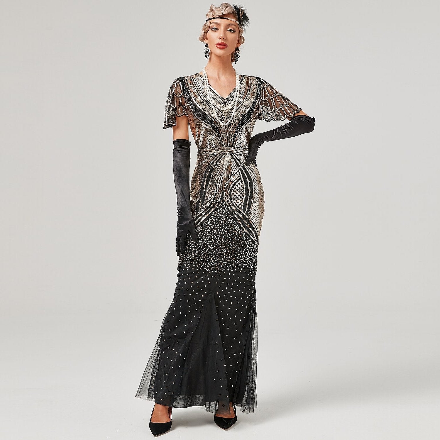 Art Deco Glamour Evening Gown